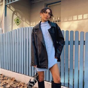 Princess Polly Next In Line Faux Leather Biker Jacket - Black